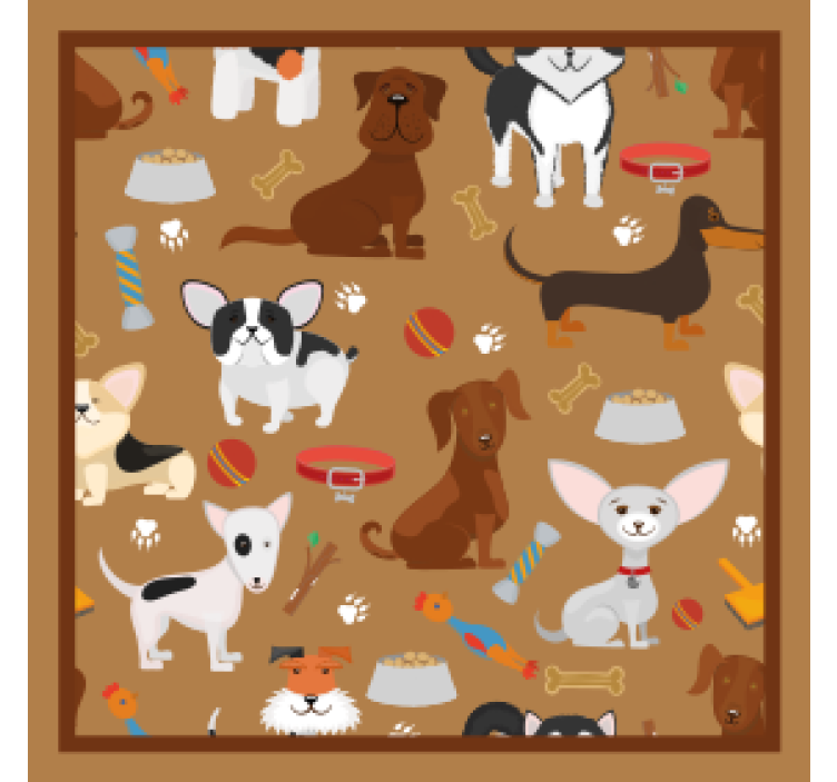 Modern coasters with playful dog art - TenStickers