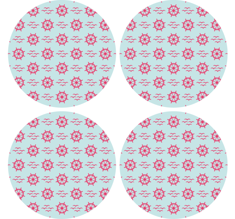 Nautical helm on chevron pattern more coasters - TenStickers