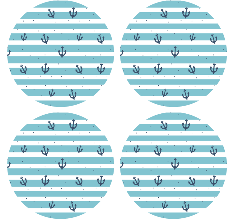Beer mats nautical stripe anchor design - TenStickers