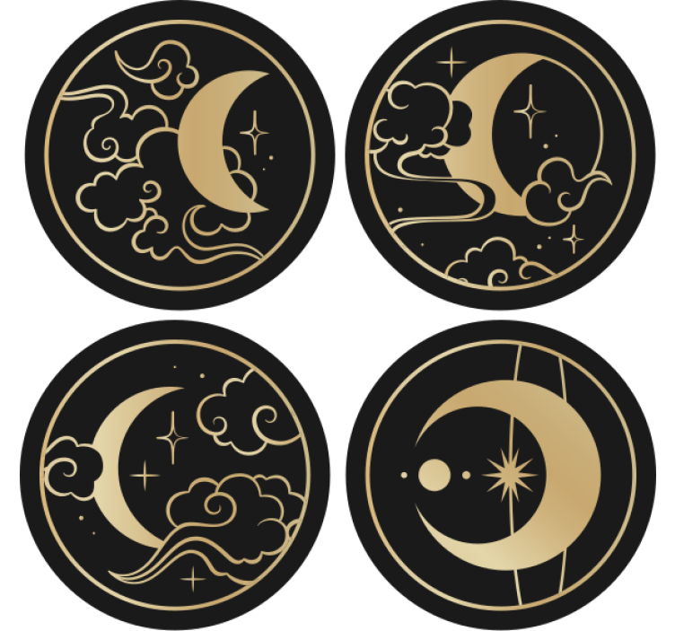 Japanese moon circles vintage coaster - TenStickers