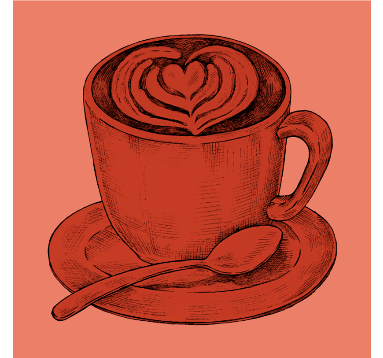 Vintage coasters heart motif coffee cup - TenStickers