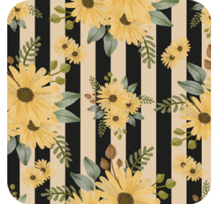Floral striped pattern coaster - TenStickers