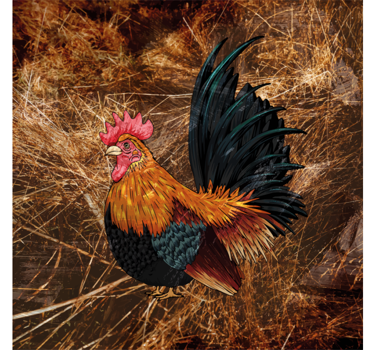 Drawn rooster in straw vintage coaster - TenStickers