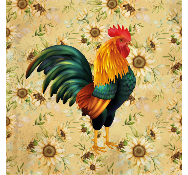 Geek coasters colorful rooster illustration - TenStickers