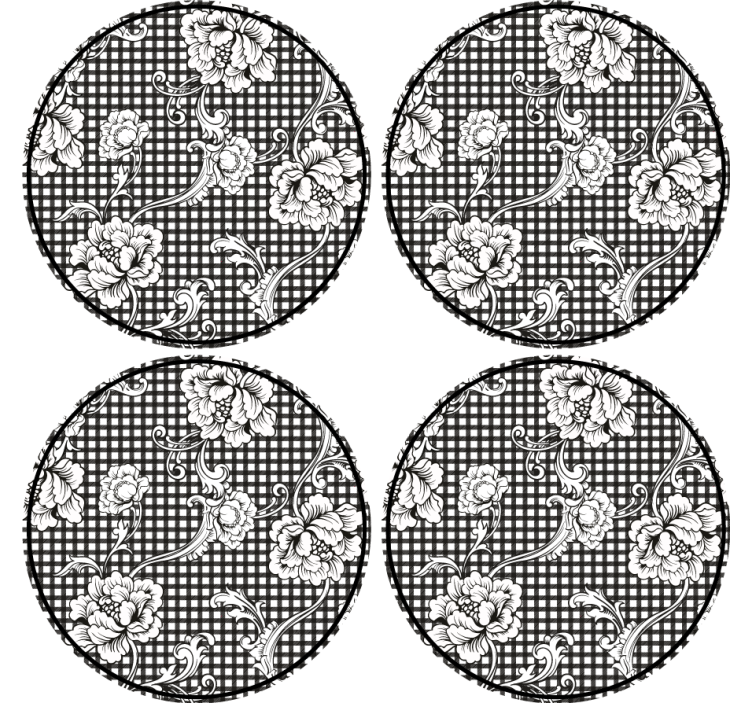 Floral gingham pattern coaster - TenStickers