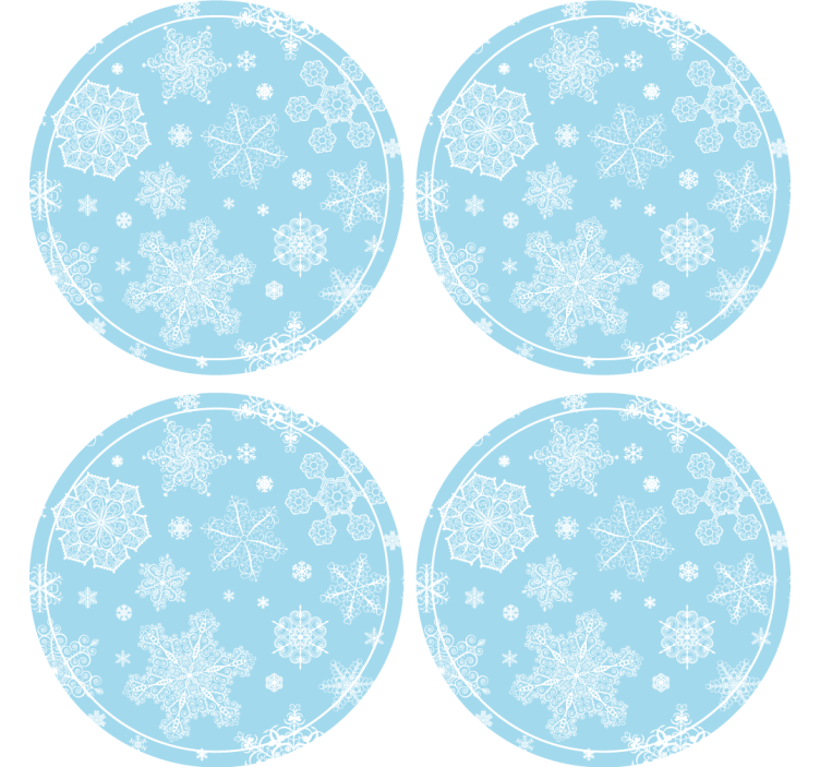 Christmas coasters with snowflake pattern circle - TenStickers