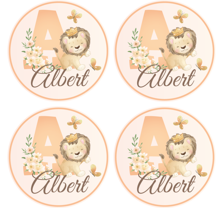 Personalisable coasters whimsical lion design - TenStickers