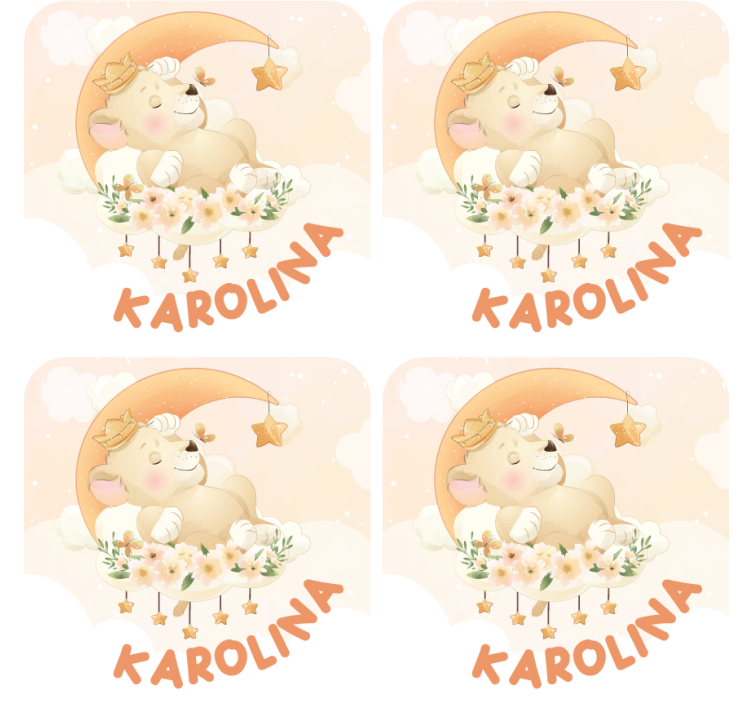 Personalisable coasters sleeping bear under stars - TenStickers