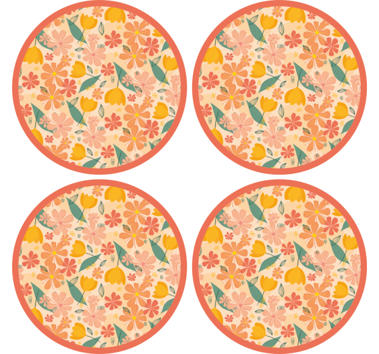 Floral patterned round surface coaster - TenStickers