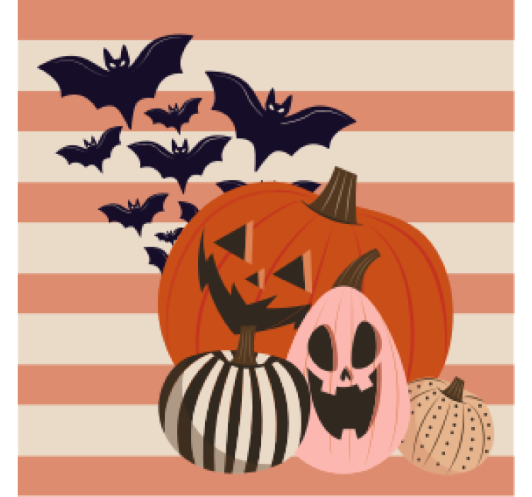 Halloween coasters pumpkin trio with bats - TenStickers