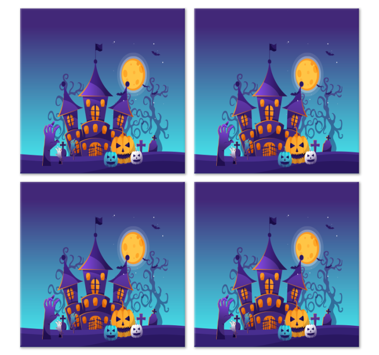 Spooky graveyard with bats halloween coaster - TenStickers