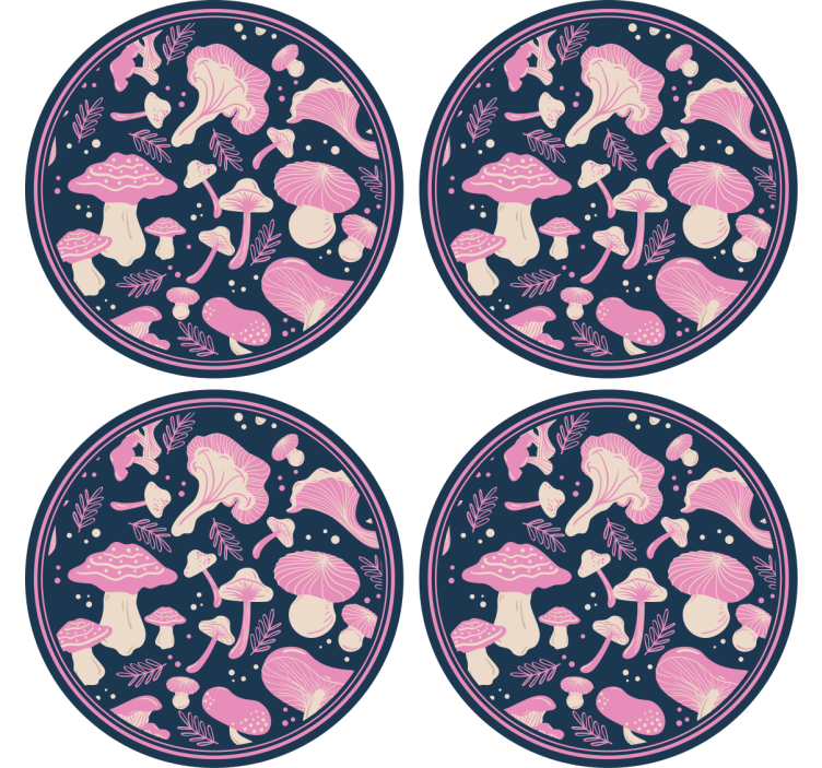 Geek coasters whimsical mushroom designs - TenStickers