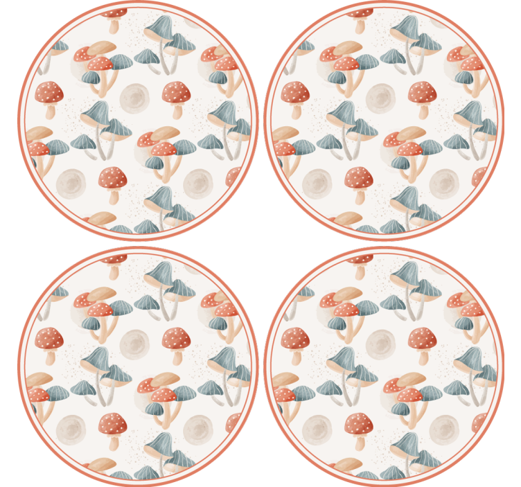 Geek coasters with vibrant mushroom designs - TenStickers