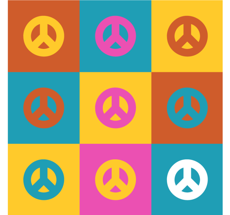 Geek coasters featuring vibrant peace symbols - TenStickers