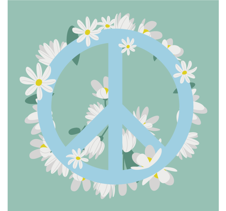 Text coasters peace symbol surrounded by daisies - TenStickers