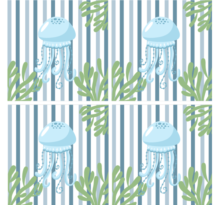 Modern coasters jellyfish stripe design - TenStickers