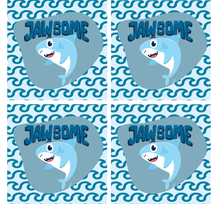 Geek coasters cartoon shark with waves - TenStickers