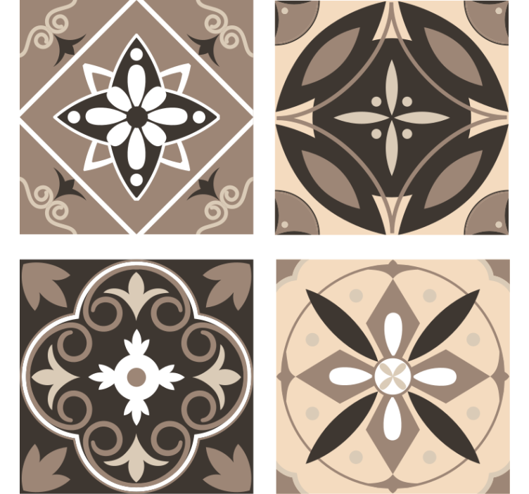 Coaster geometric floral pattern set - TenStickers
