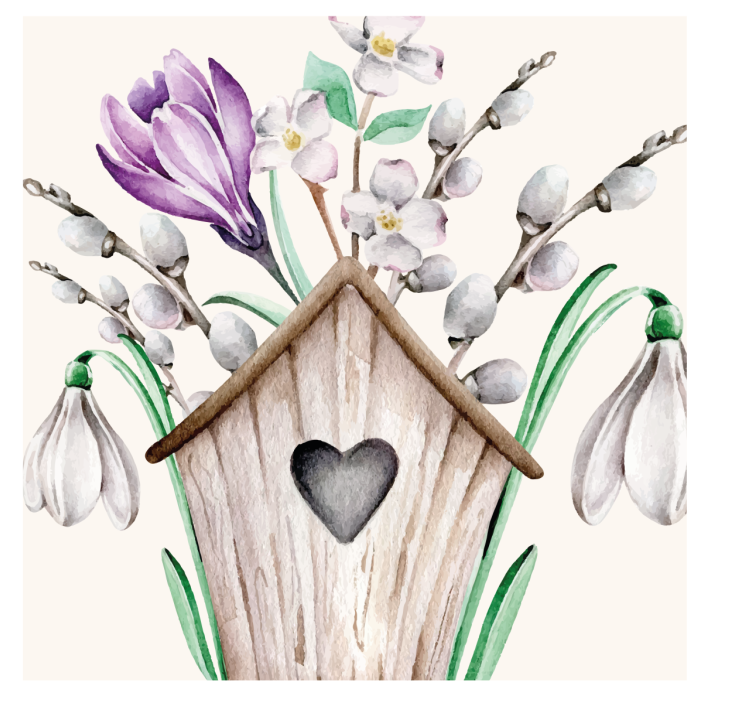 Wedding coasters wooden birdhouse floral display - TenStickers