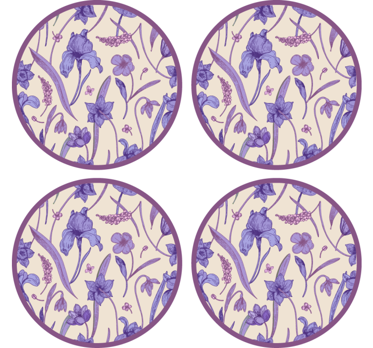 Floral purple pattern coaster - TenStickers