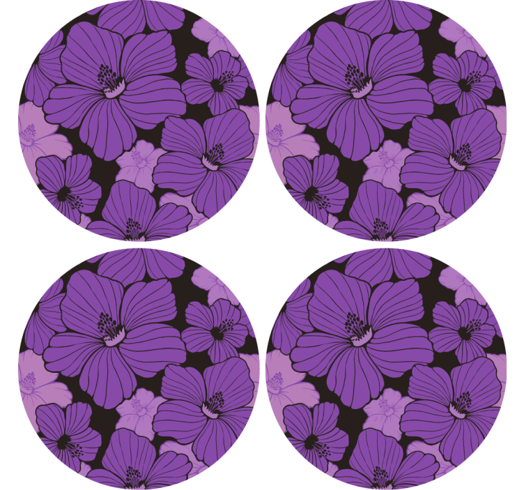Vibrant purple floral pattern coaster - TenStickers