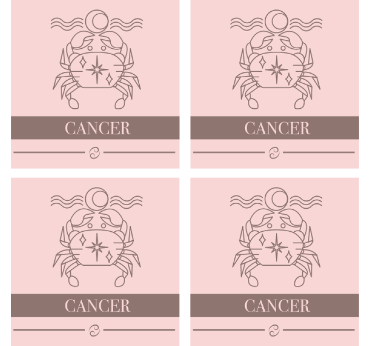 Cancer pink card zodiac sign modern coaster - TenStickers