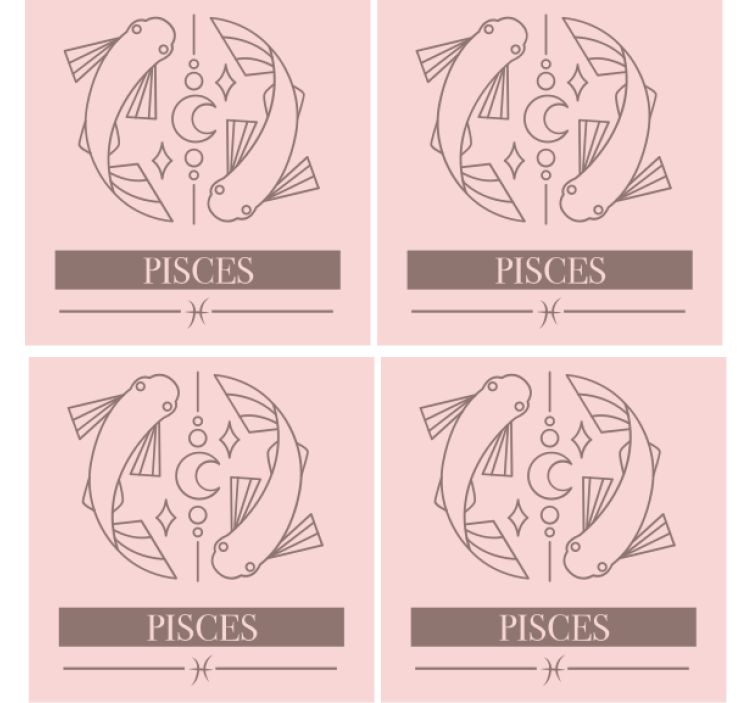 Personalisable coasters pisces zodiac fish symbol - TenStickers