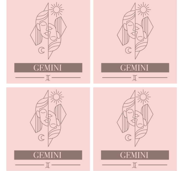 Gemini pink card zodiac modern coaster - TenStickers