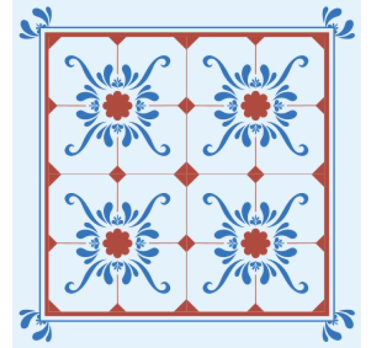 Tile coasters with decorative floral design - TenStickers