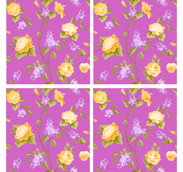 Floral print coaster with yellow roses - TenStickers