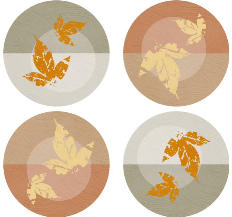 Leaf pattern overlays modern coasters - TenStickers