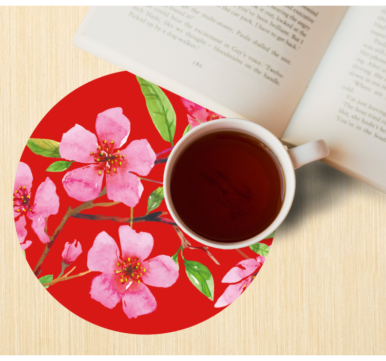 beautiful watercolor sakura flower coaster - TenStickers