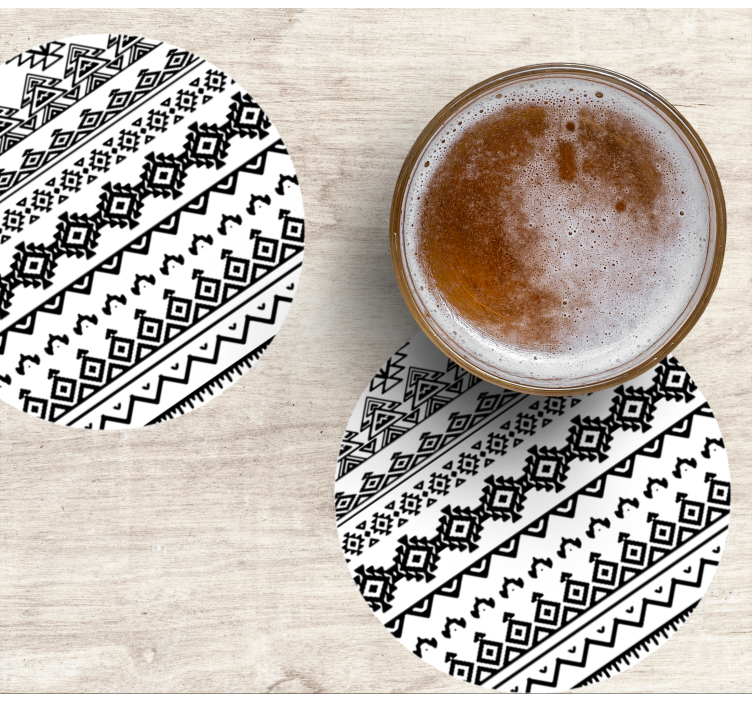 Black and white African pattern  texture coaster - TenStickers