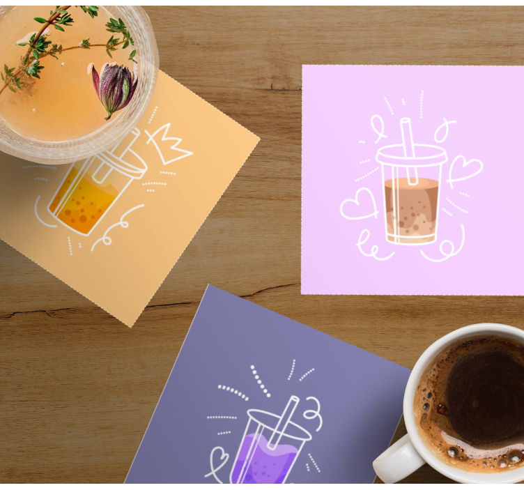 Bubble tea flavors collection more coasters - TenStickers