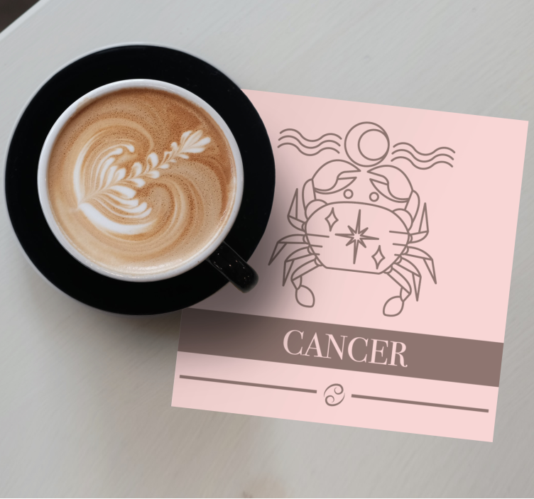 Cancer pink card zodiac sign modern coaster - TenStickers