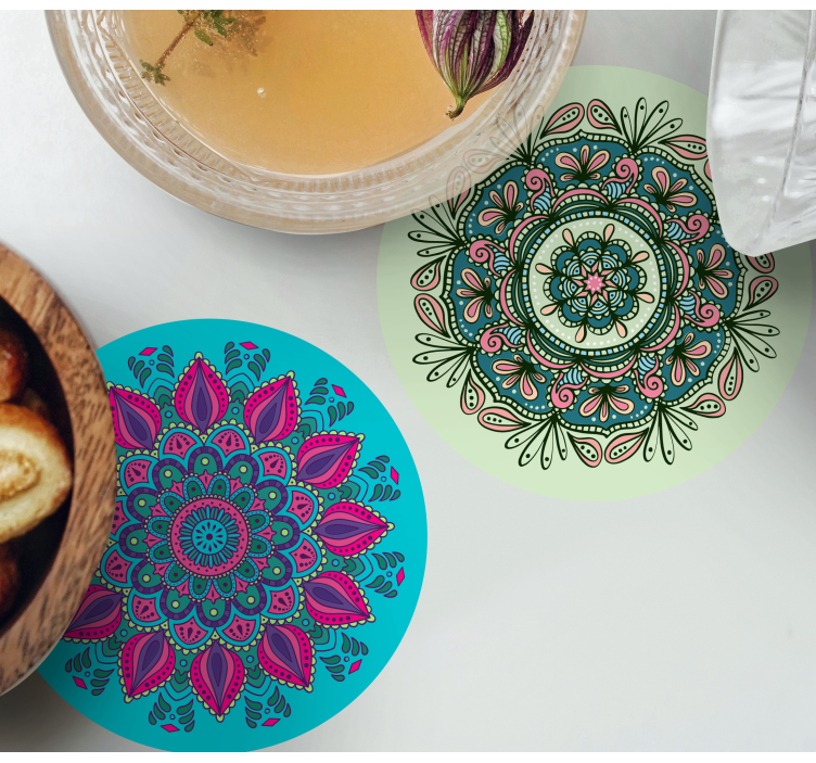 Colorful mandalas tile coasters - TenStickers