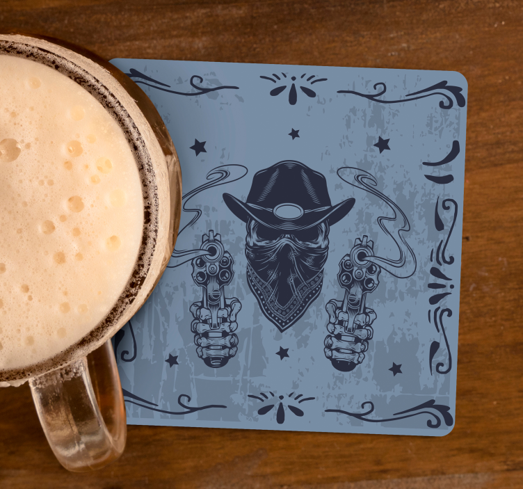 Cowboy skull drink coaster - TenStickers
