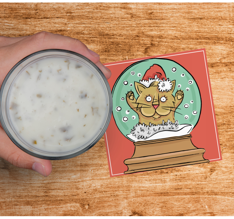 Funny cat christmas coaster - TenStickers