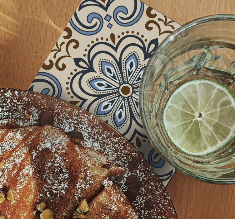 Floral tile print coasters - TenStickers