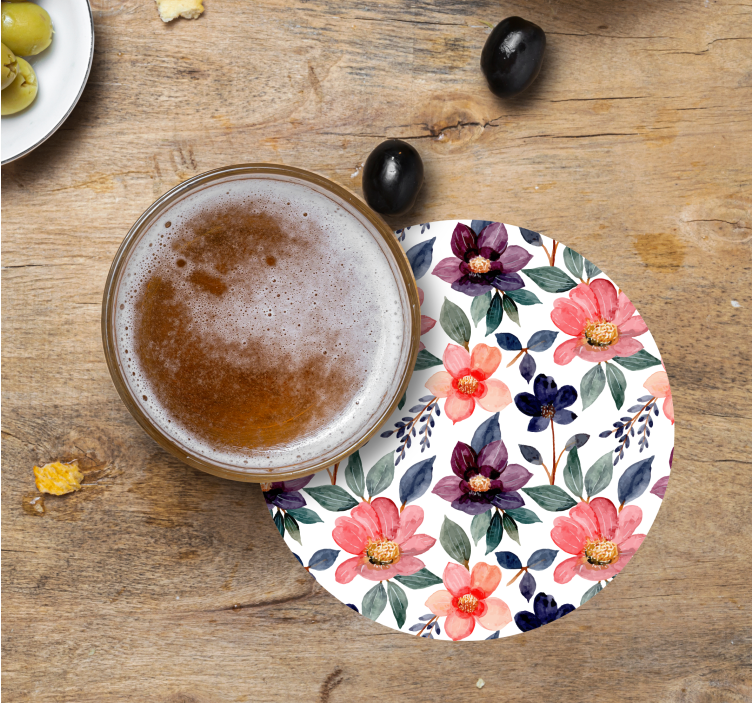 Happy flower design flower coaster - TenStickers