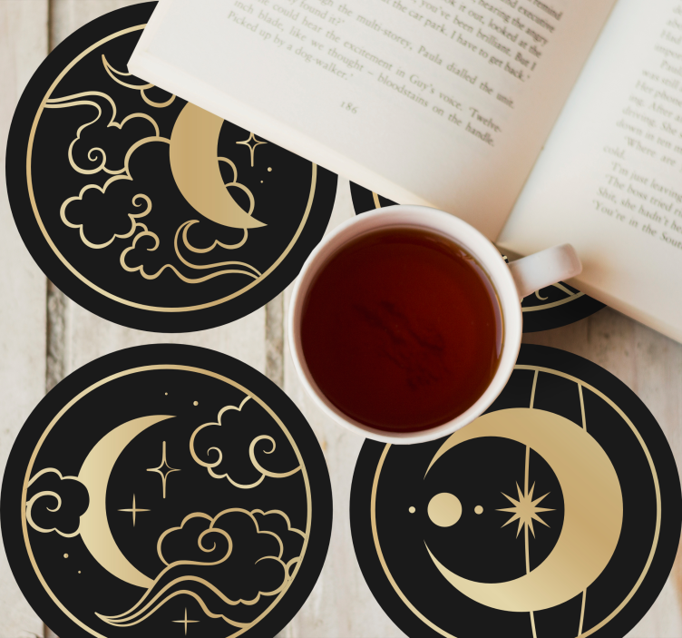 Japanese moon circles vintage coaster - TenStickers