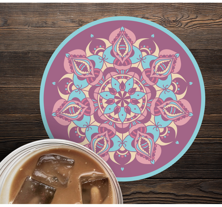 Mandala blue purple pink vintage coaster - TenStickers