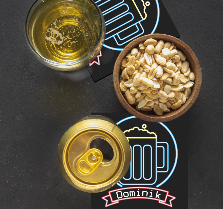 Neon beer with name beer mats - TenStickers