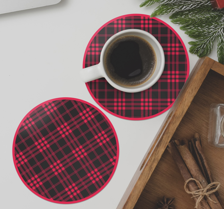 Red Black Plaid Pattern coaster - TenStickers
