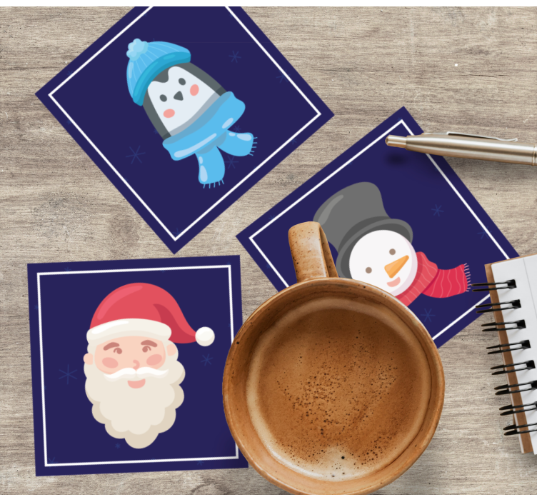 Santa, penguins and snowman christmas coaster - TenStickers