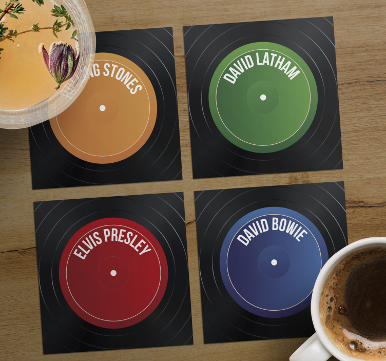 Vintage record personalised coasters - TenStickers