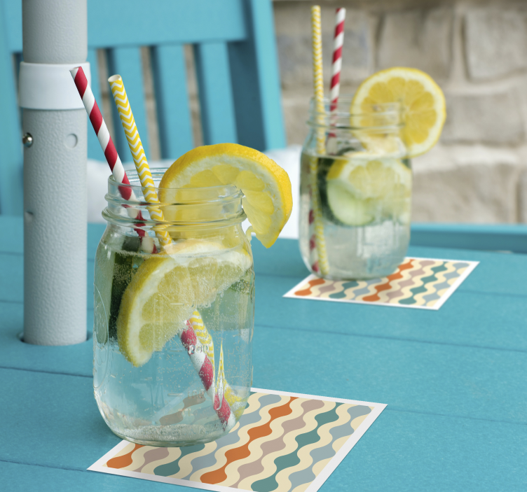 Wavy multicolour pattern vintage coasters - TenStickers