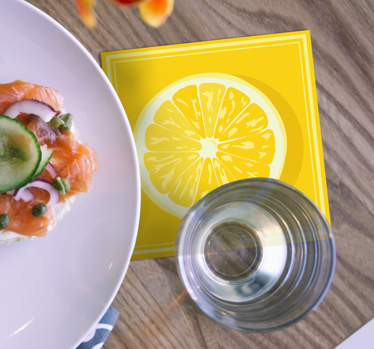 Yellow Lemon Slice citrus coaster - TenStickers