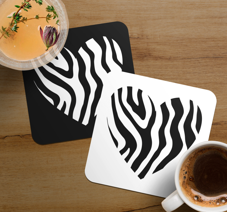 Zebra Print Hearts coaster - TenStickers