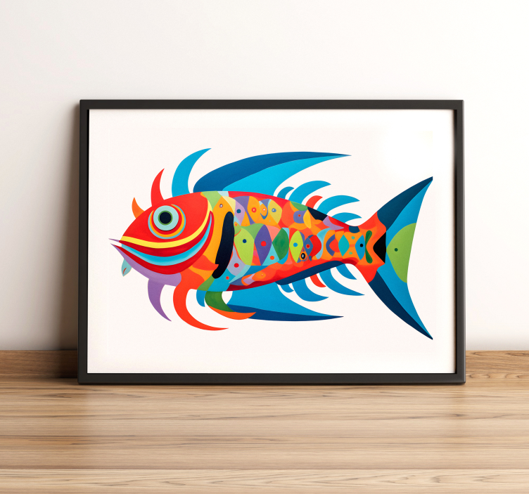 multicolor fish art poster - TenStickers